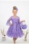 Star Patterned Tulle Puffy Dress with Buckle Bag - 3