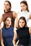 Women's Black White Brown Navy Blue 4-Piece Sleeveless Blouse