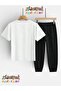 Rhythm Heart Printed Top-Bottom Tracksuits/T-Shirt Two-Piece Children's Set (Pocketed Trackpants) - 2
