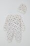 Baby Girl Jumpsuit with Strawberry Pattern 0-6 Months, Ecru - 2