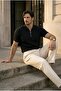 Jeff Selanik Knitted Polo Collar Half Zipper Thin Knitwear Men's T-Shirt - Black - 5