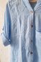 Blue Hakim Collar Long Sleeve Buttoned Embroidered Casual Cotton Woven Shirt 73 55 - 2