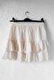 Ecru Lined Skirt with Ruffles and Layers, Elastic Waist, Casual Cotton Woven Skirt 44 55 - 7