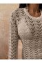 Patterned Long Cotton Openwork Beach Dress - 7