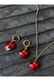 Red Color Heart Design Necklace Earring Daily Women Set - 2