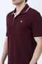 Men's Polo Collar Lily Embroidered 100% Cotton T-Shirt Burgundy White - 26Y 2118 - 2