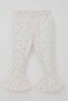 Girl's Tights Set with Heart Pattern and Ruffle Detail on the Leg, Ages 3-7, Ecru - 3