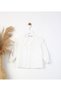 Girl's White Shirt with Guipure Collar Detail, Ages 2-8 - 2