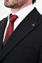Plaid Slim Fit Wide Collar Double Breasted Metal Button Premium Wool Men's Suit Black - 44317.26Y - 2