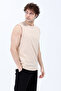 Men's Crew Neck Basic 100% Cotton Sleeveless T-Shirt Beige - 26Y 1000 - 4