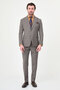 Pinstripe Slim Fit Wide Collar Premium Wool Men's Suit Brown - 44320.26Y - 3