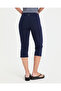 Indigo Navy Blue Organic Cotton Regular Waist 3/4 Below Knee Mini Capri Leggings - 2