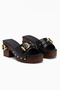 Edita Black Belt Detailed Platform Heeled Women's Slippers - 3