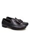 Dark Blue Color Laceless Genuine Leather Men's Shoes
