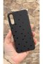 Samsung Galaxy A50 Compatible Mini Black Heart Patterned Silicone Shock Absorbing Classic Protected Rubber Case