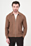 Patterned Slim Fit Zippered Shirt Collar Cotton Men's Knitwear Jacket Milk Coffee - 11243.25K