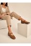 Women's Tan Knitted Patterned Ballerina Shoes – Casual, Stylish & Comfortable Mary Jane