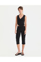 Black Organic Cotton Regular Waist 3/4 Below Knee Mini Capri Leggings - 6