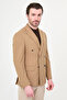 Straight Slim Fit Wide Collar Double Breasted Metal Buttoned Men's Jacket Camel - 41496.26Y - 7