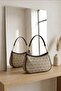 Patterned Baguette Women's Shoulder Bag – Beige Black Stylish Design - 2