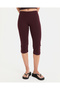 Chestnut Burgundy Organic Cotton Regular Waist 3/4 Below Knee Mini Capri Leggings