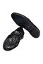 Black Color Laceless Genuine Leather Embroidered Leather Sole Men's Shoes - 3