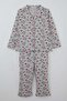 Girl's Pajama Set Queen Cat & Strawberry Patterned 7-11 Years Old, Light Gray Melange