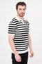 Striped Slim Fit Lapel Collar Men's Knitwear T-Shirt Ecru-Black - 11591.26Y - 3