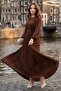 Robalı Laced Pleated Ayrobin Dress Brown Ss2872 - 5