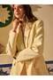 Hakim Lapel Collar Single Button Oversize Yellow Women's Suit Jacket and Trousers Set - 4