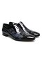 Dark Blue Black Color Lace-Up Genuine Leather Men's Shoes