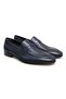 Dark Blue Color Laceless Genuine Leather Men's Shoes