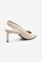 Women's Stiletto Pointed Toe Open Back Thick Strap Classic Heeled Shoes Cenvo Ecru - 5