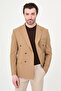 Straight Slim Fit Wide Collar Double Breasted Metal Buttoned Men's Jacket Camel - 41496.26Y - 4