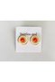 Steel Earrings Gold Colored Orange and Cream Detailed Round 316 L Steel Earrings - 4
