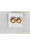 Steel Earrings Gold, Green-Khaki Color and Cream Detail, Round 316 L Steel Earrings
