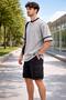 Contrast Collar Basic T-Shirt with Stripe Detail - 2