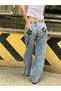 Baggy Low Waist Jeans with Floral Pattern on the Back