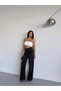 Women's Stoned Wide Leg Jean High Waist Wide Leg Denim Trousers Black Smoked Anthracite - 5