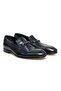 Dark Blue Color Laceless Genuine Leather Leather Sole Men's Shoes
