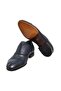Dark Blue Color Laceless Genuine Leather Men's Shoes - 3