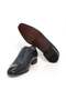 Dark Blue Color Laceless Genuine Leather Men's Shoes - 3