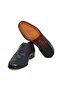 Dark Blue Color Laceless Genuine Leather Men's Shoes - 3