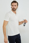 Half Zipper Honeycomb Fabric Polo Collar T-Shirt - 7
