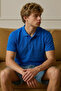 Men's Short Sleeve Cotton Blue Polo Collar T-Shirt - 2