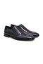 Dark Blue Color Laceless Genuine Leather Men's Shoes