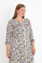 Women's Plus Size Patterned Pocketed Ribbed Full Zipper Cotton Three-Quarter Sleeve Dress - 3