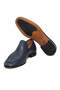 Dark Blue Color Laceless Genuine Leather Leather Sole Men's Shoes - 3