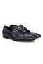 Dark Blue Color Laceless Genuine Leather Leather Sole Men's Shoes