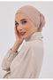 توربان شيفون مع قبعة داخلية-بيج - 4